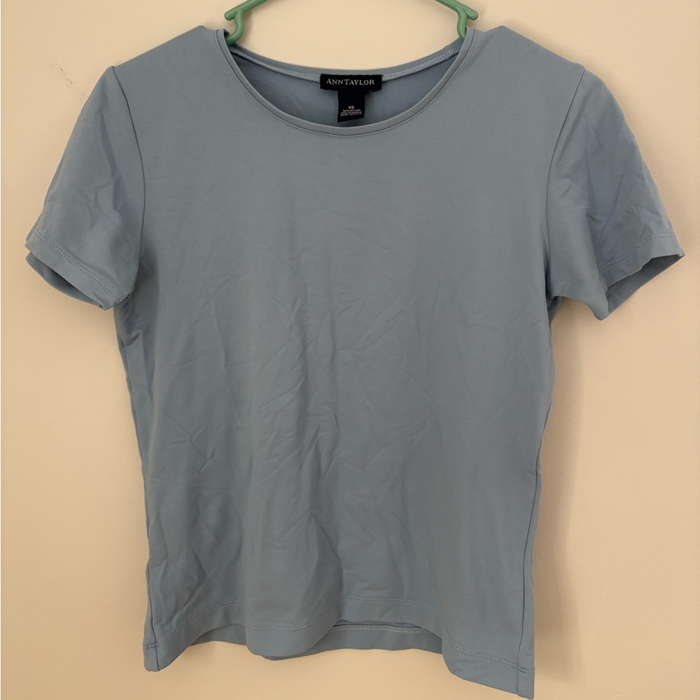 Ann Taylor Light Blue Short Sleeve Tee
